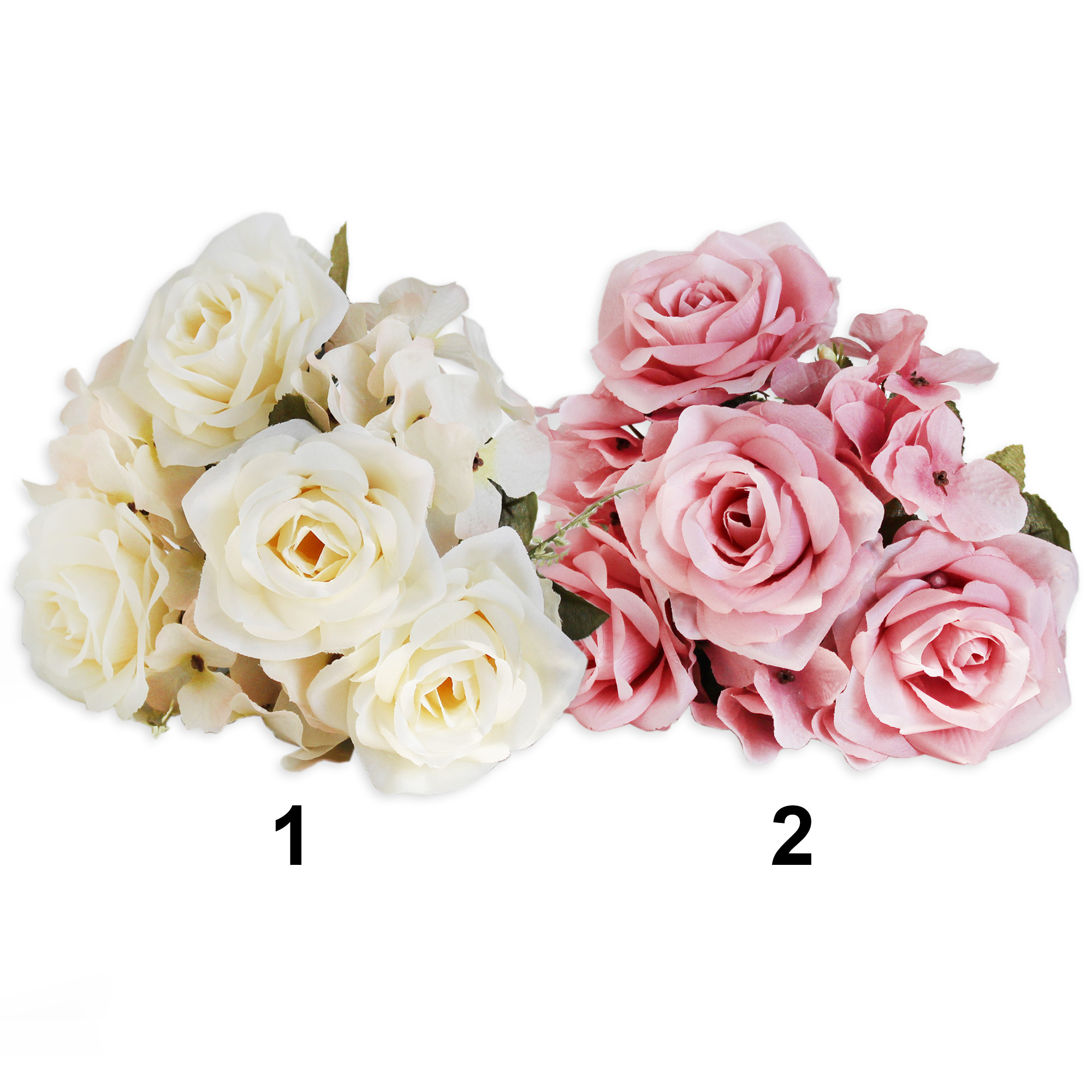 Růže a Hortenzie kytice v.35cm mix