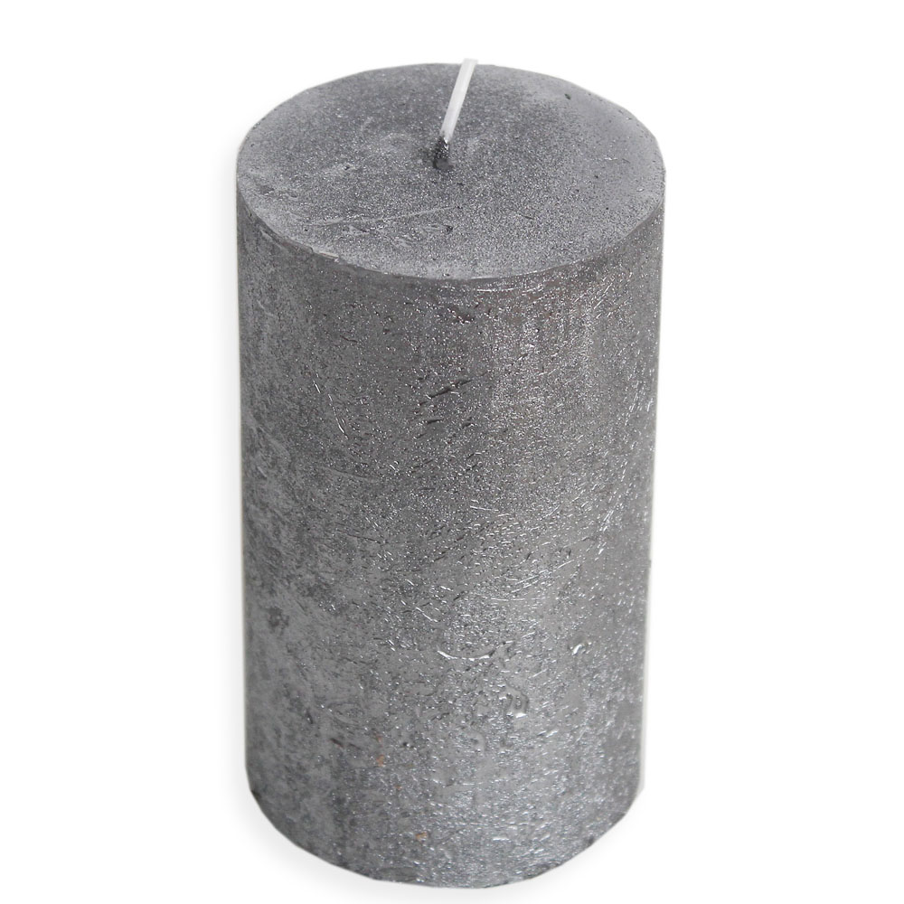 Svíčka Rustik válec pr.70x120mm stříbrný lak