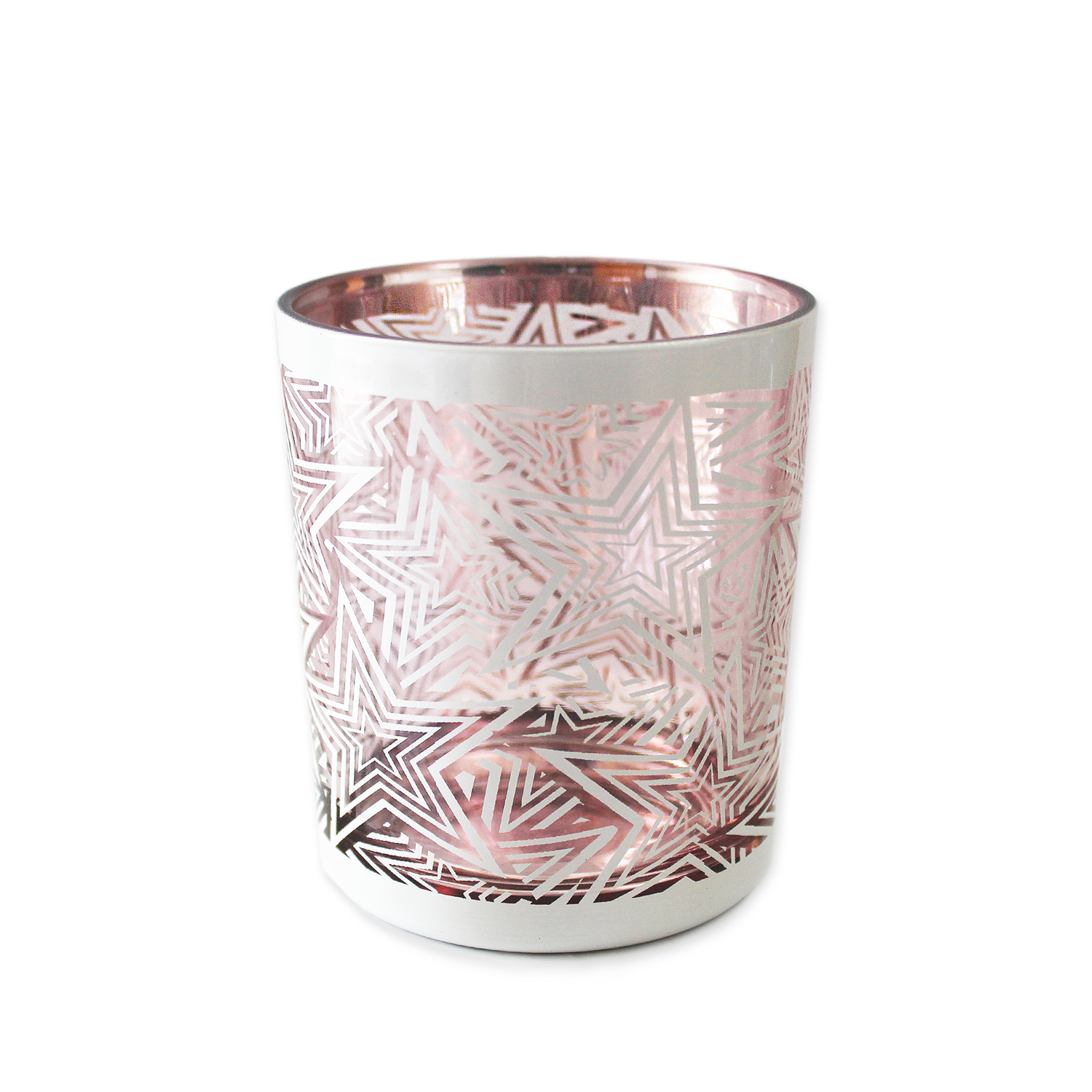 Sklo Svícen v.7,4x6cm růžový