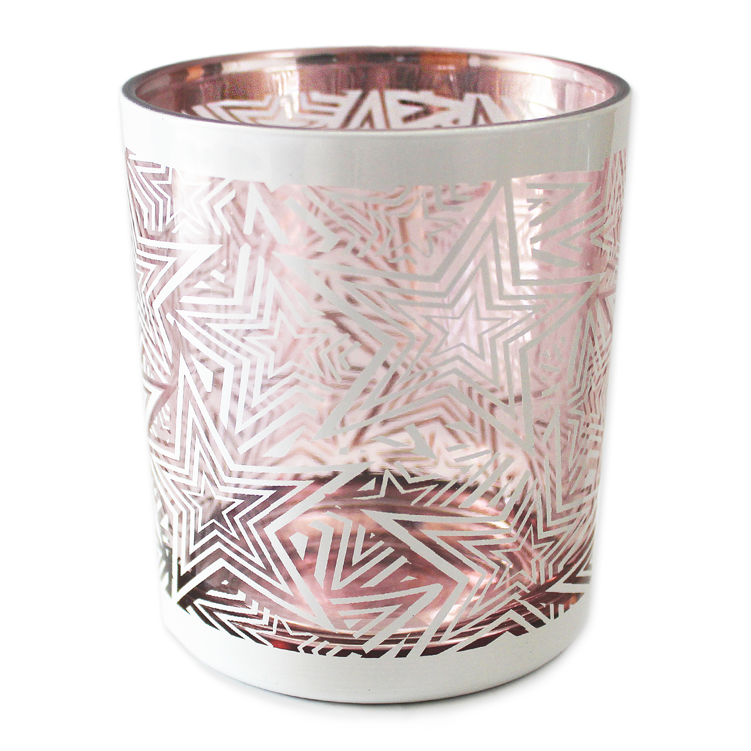 Sklo svícen v.10x8,8cm růžový