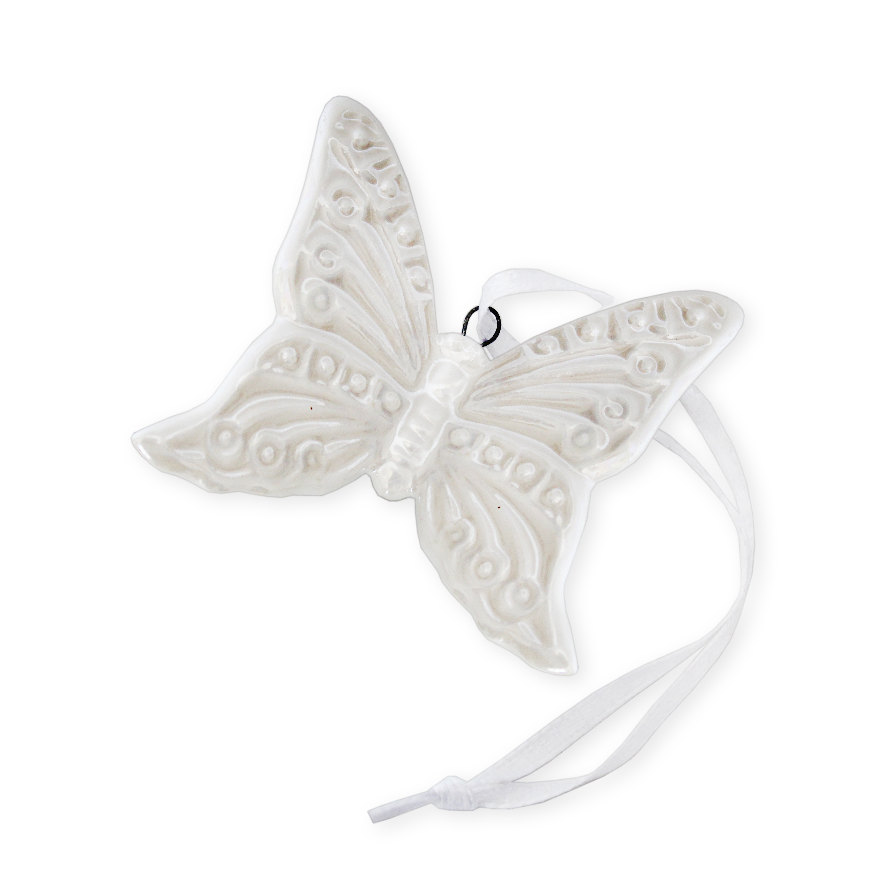 Motýl porcelán závěs pr.5cm bílý