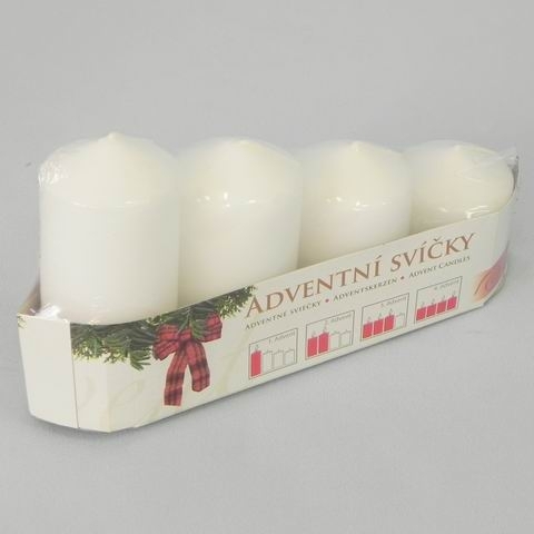 Adventní svíčky postupné pr.50mm bílé