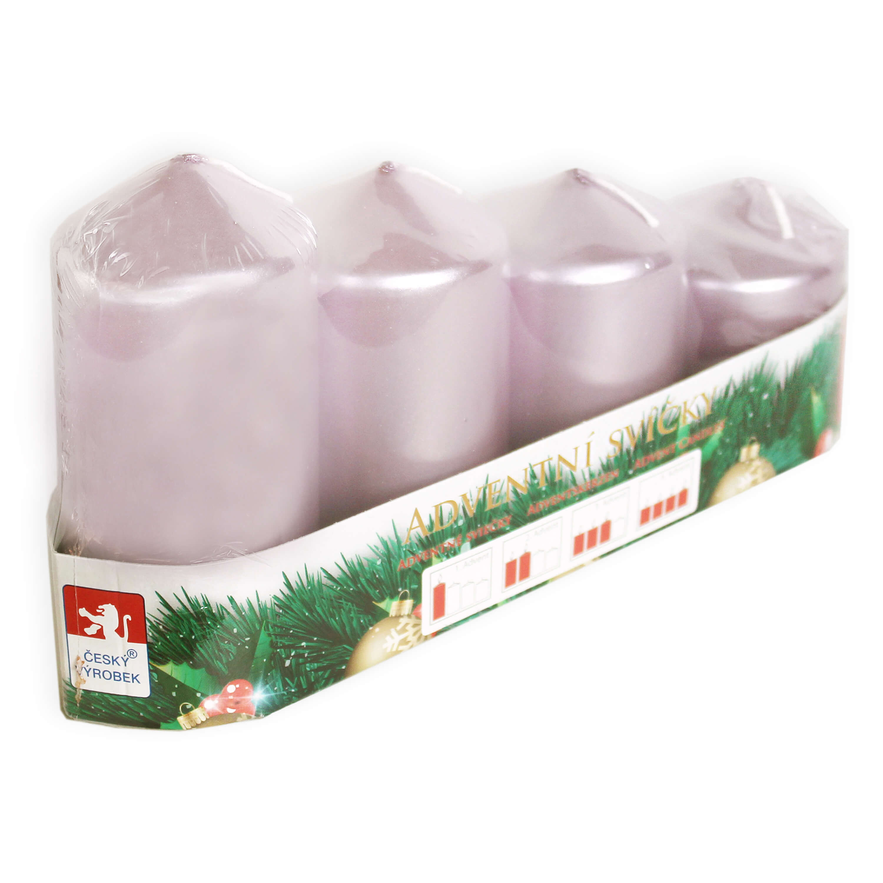 Adventní svíčky postupné pr.50mm světle růžový lak