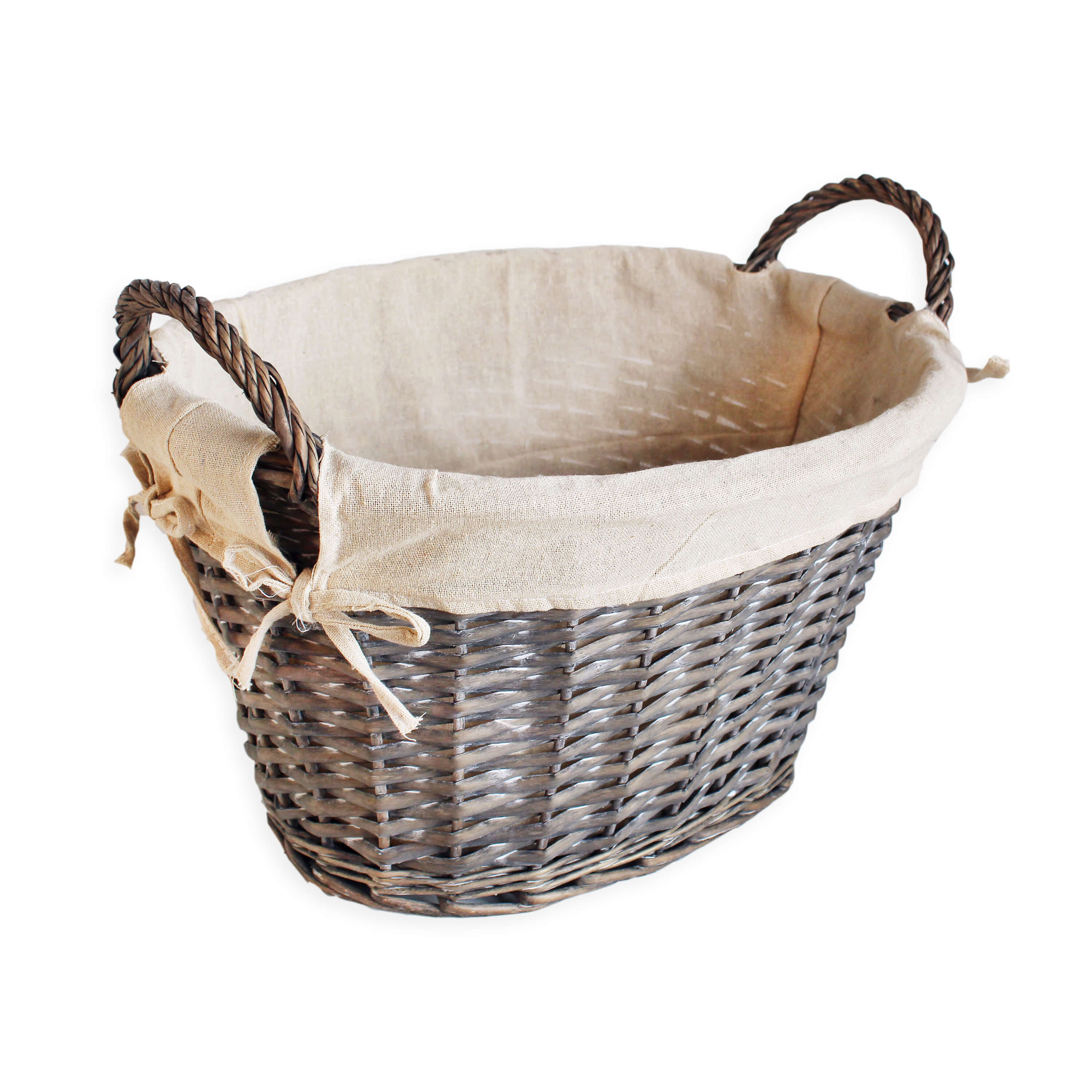 Proutí koš s látkou v.30x40x50cm šedý