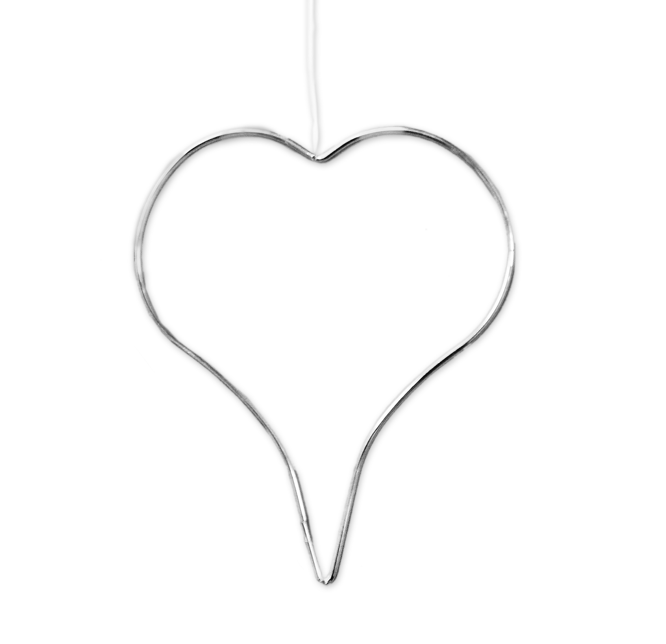 Srdce závěs kov v.17cm stříbrné