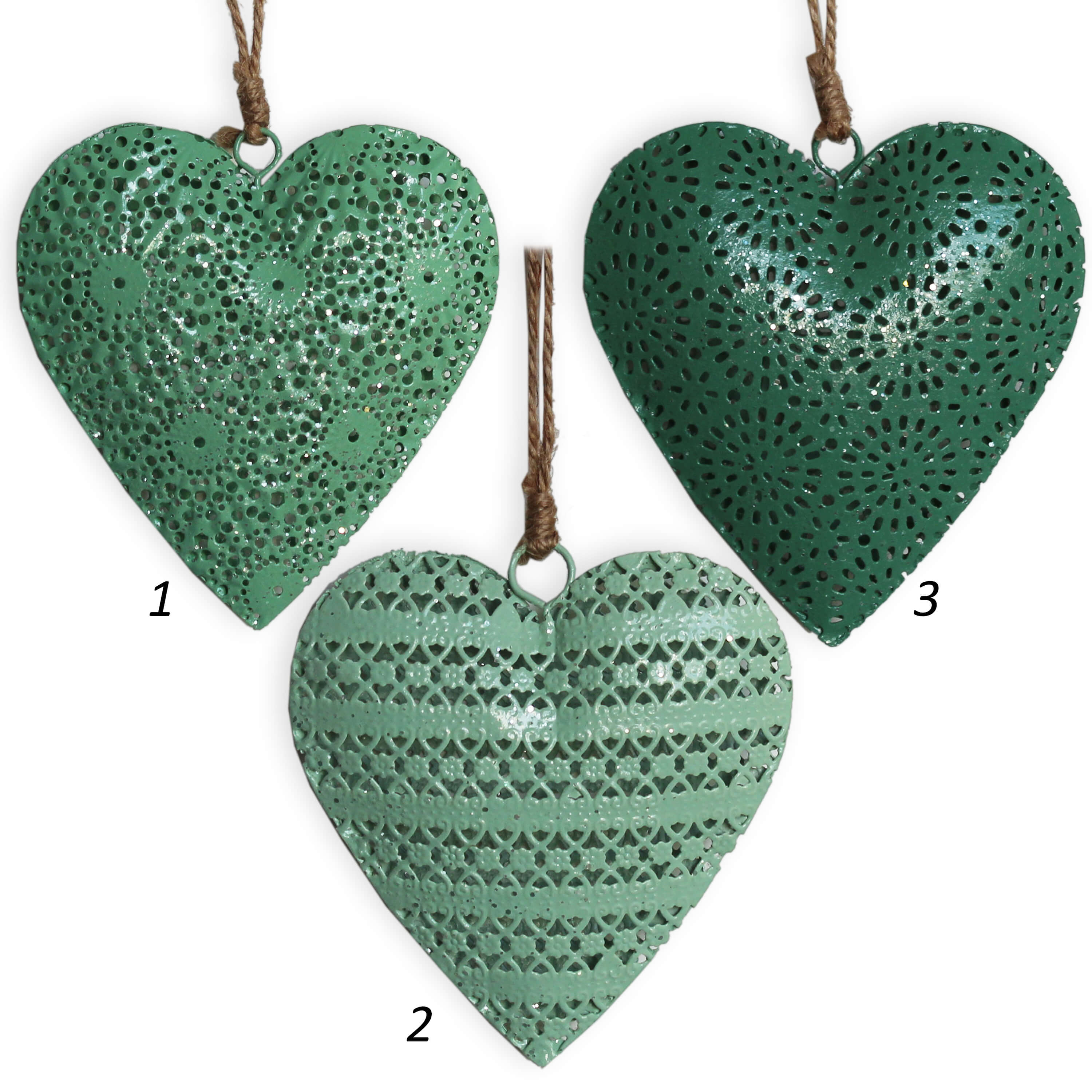 Srdce závěs kov š.10cm mix mint