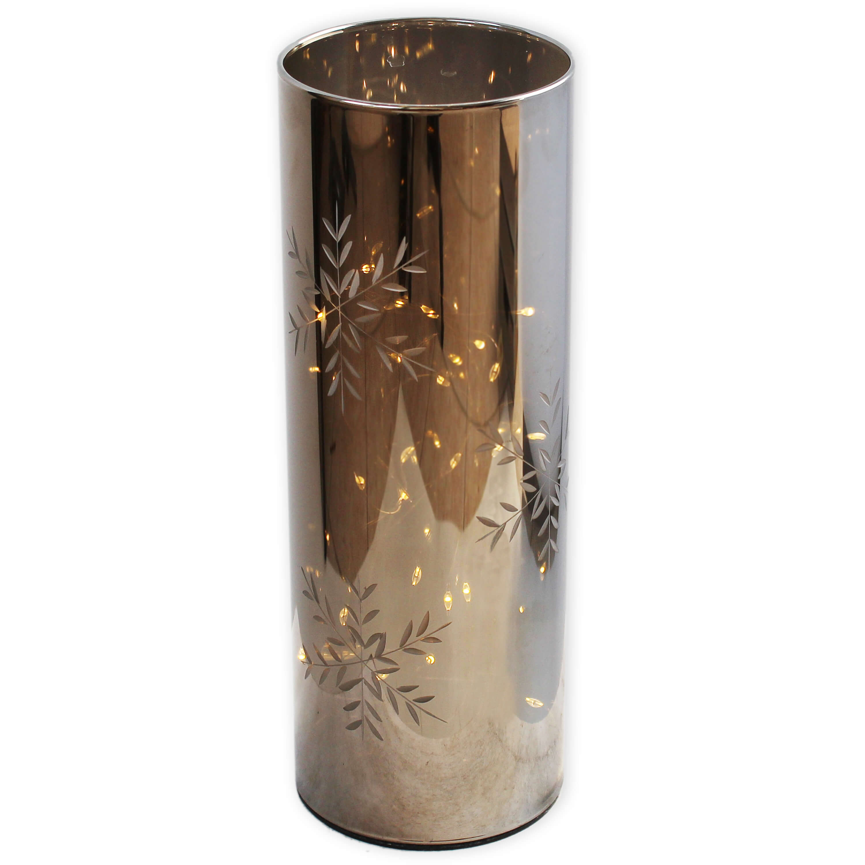 Sklo svícen LED v.30x10cm hnědý