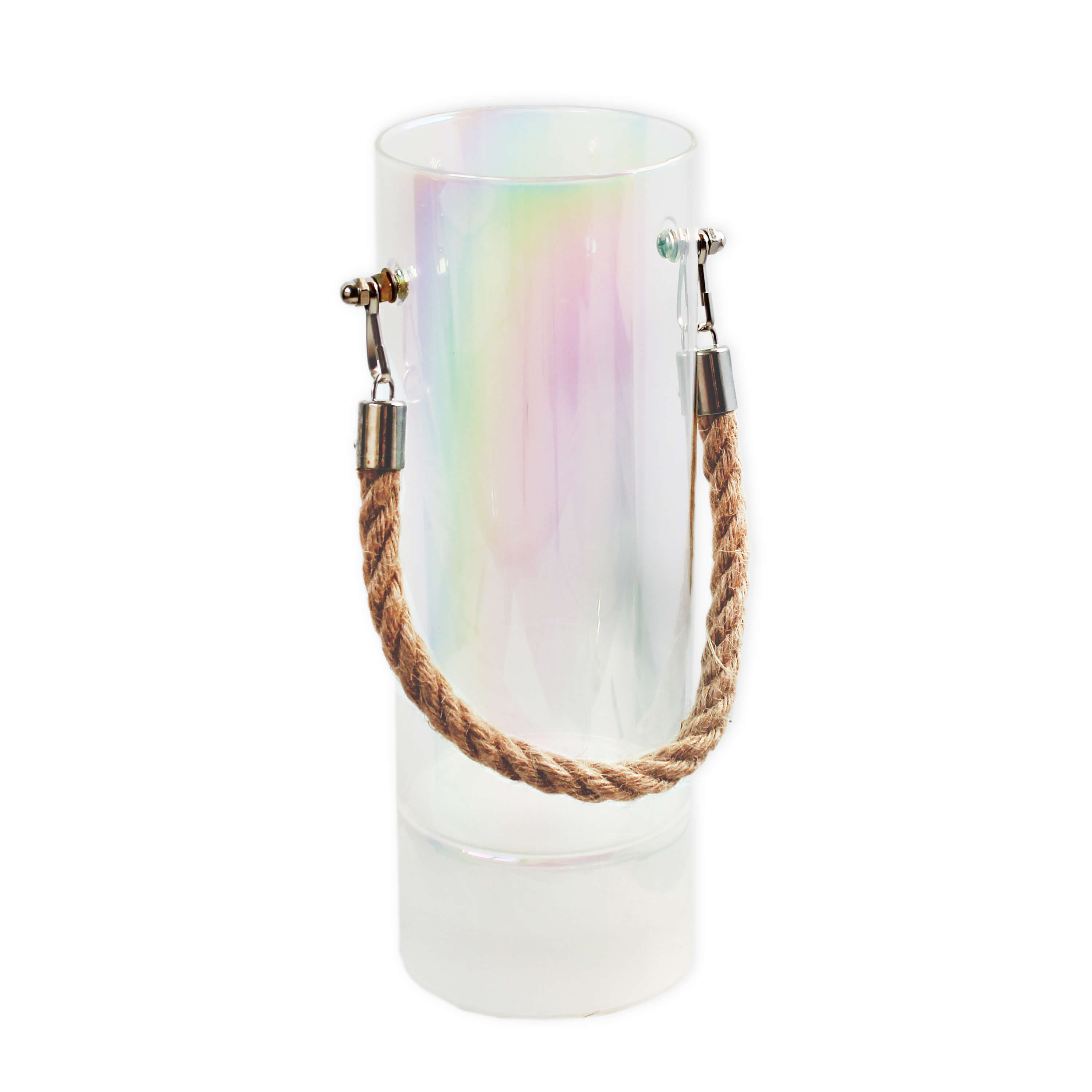 Sklo svícen / váza LED v.20x9cm metalický