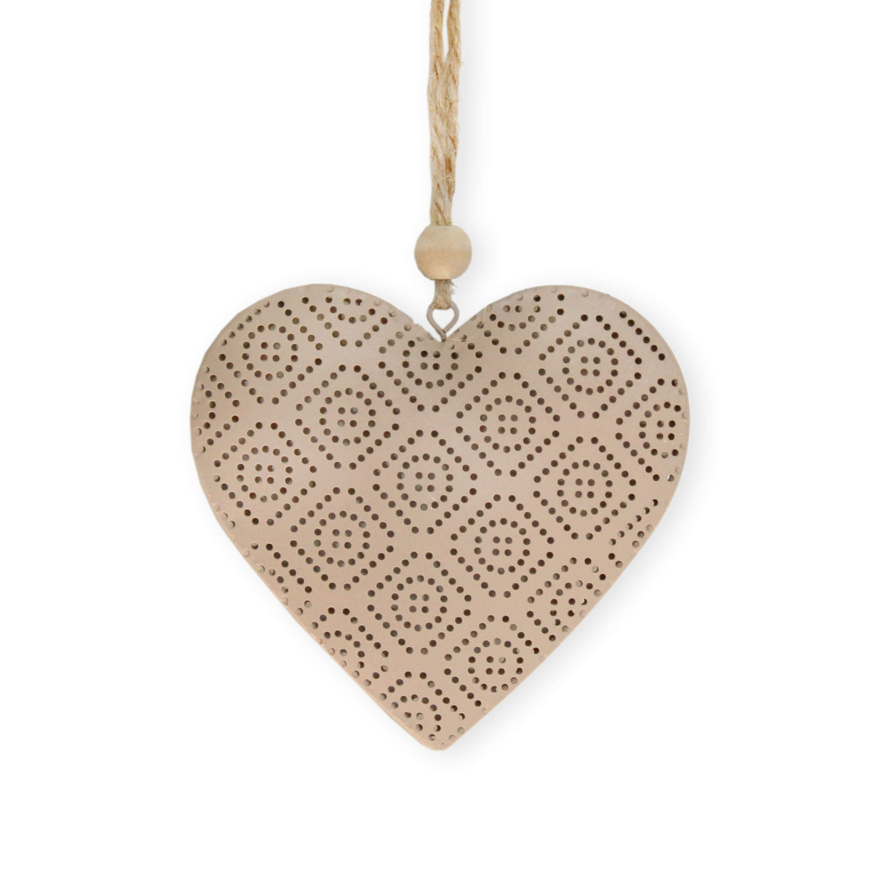 Srdce závěs kov pr.13cm růžové