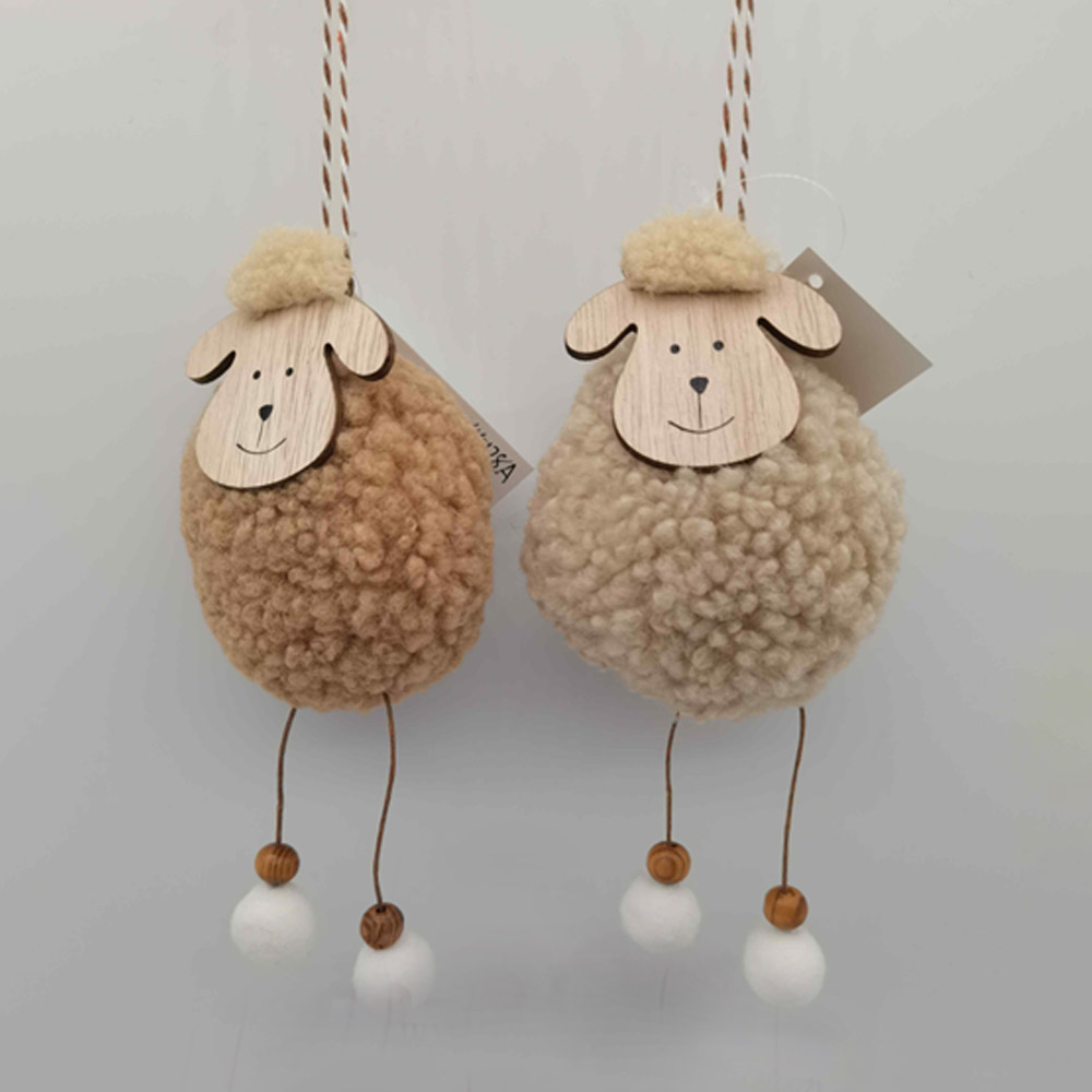 Beránek závěs textil v.6cm mix