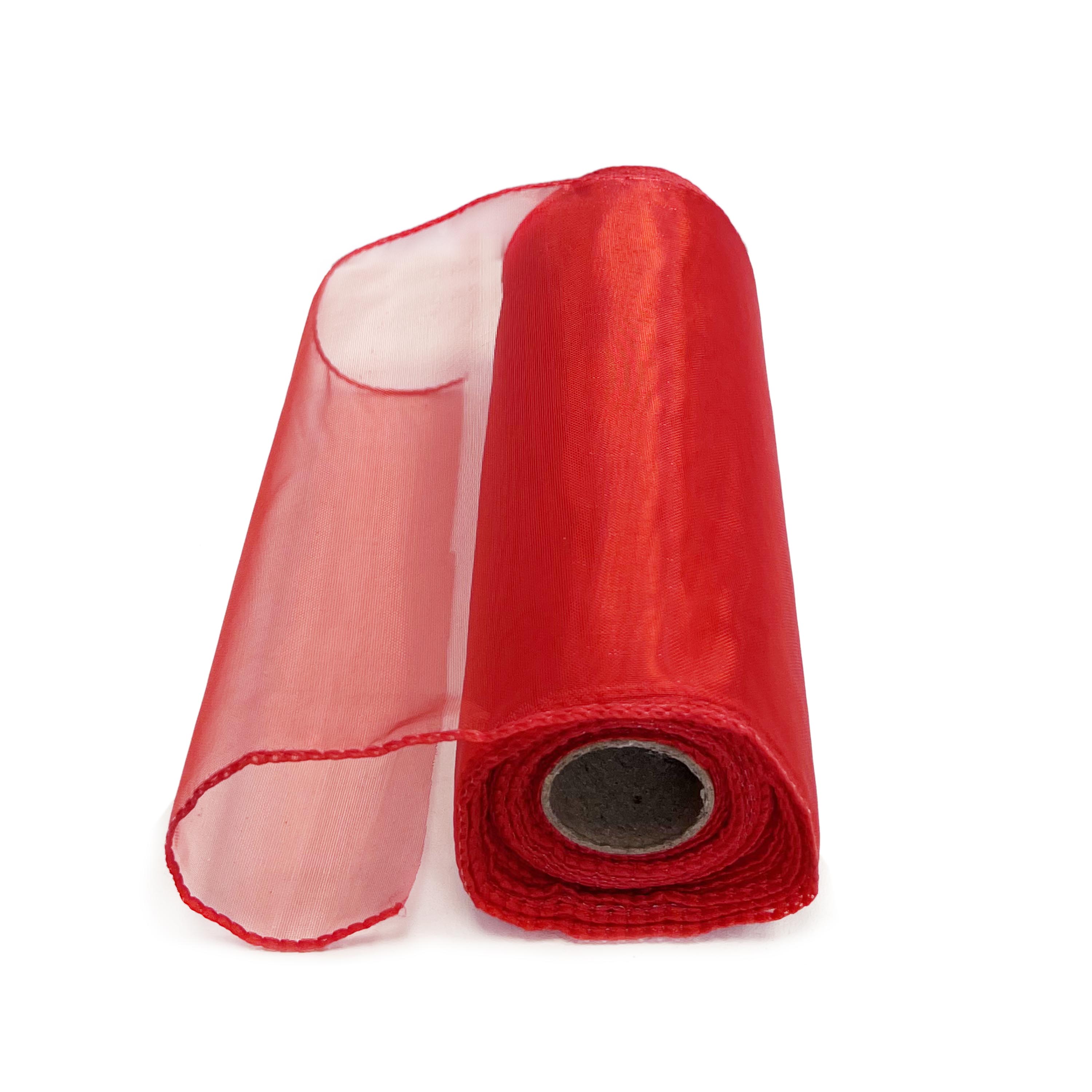 Organza obšitá š15cm/9m červená