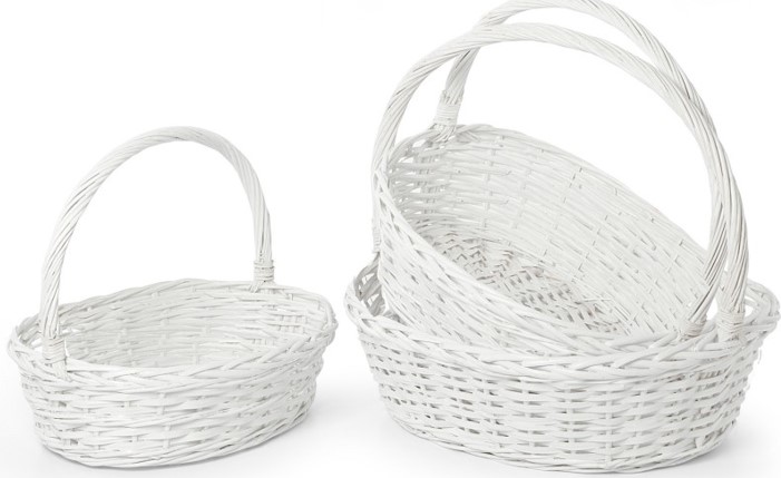 Proutí koše s uchem dl.40-29cm bílé S/3