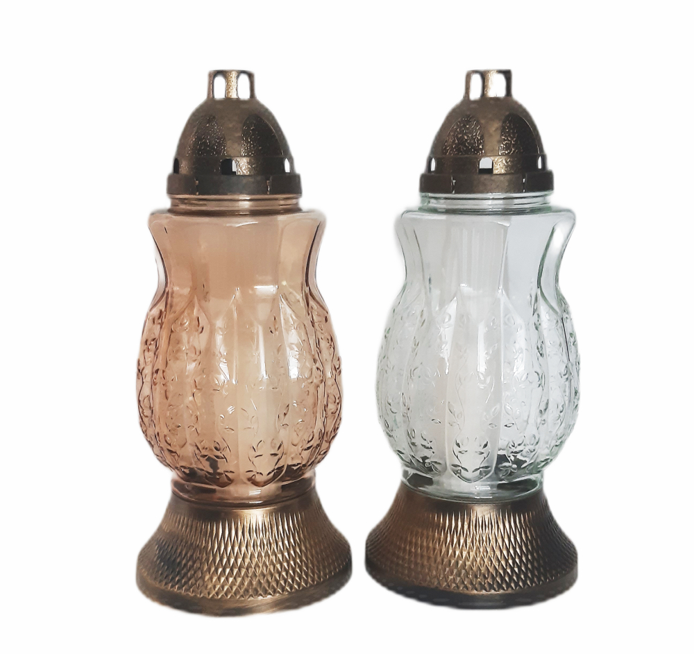 Svícen hřbitovní pvc/sklo 26cm mix