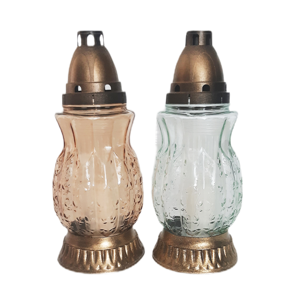 Svícen hřbitovní pvc/sklo v.38-18cm mix