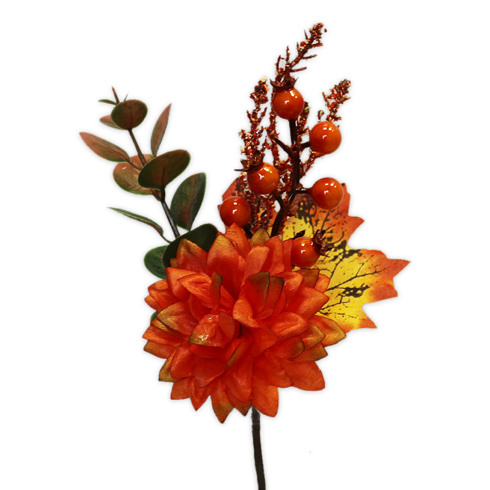 Větvička textil podzim v.20cm oranžová