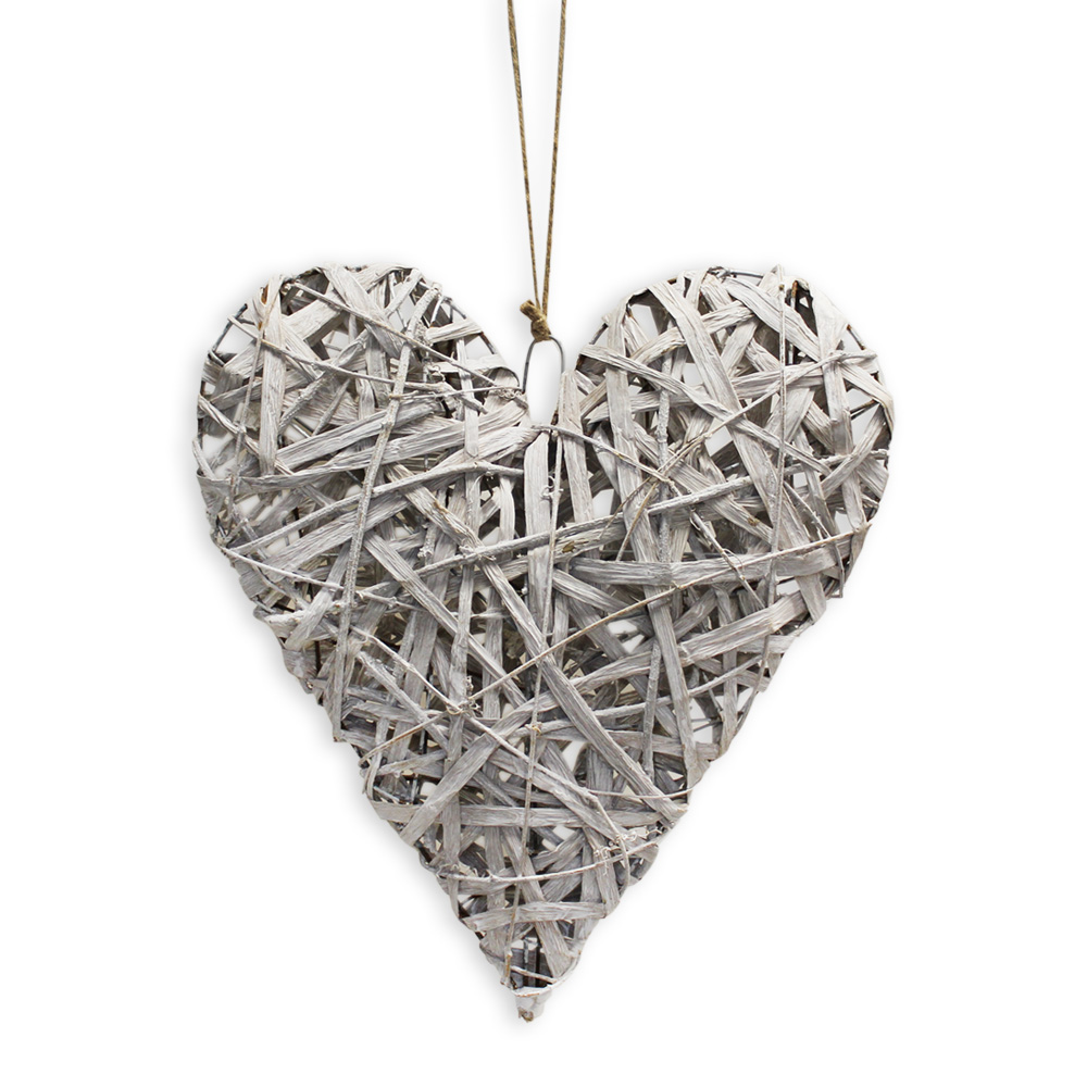 Proutí srdce závěs dl.33x30cm šedé