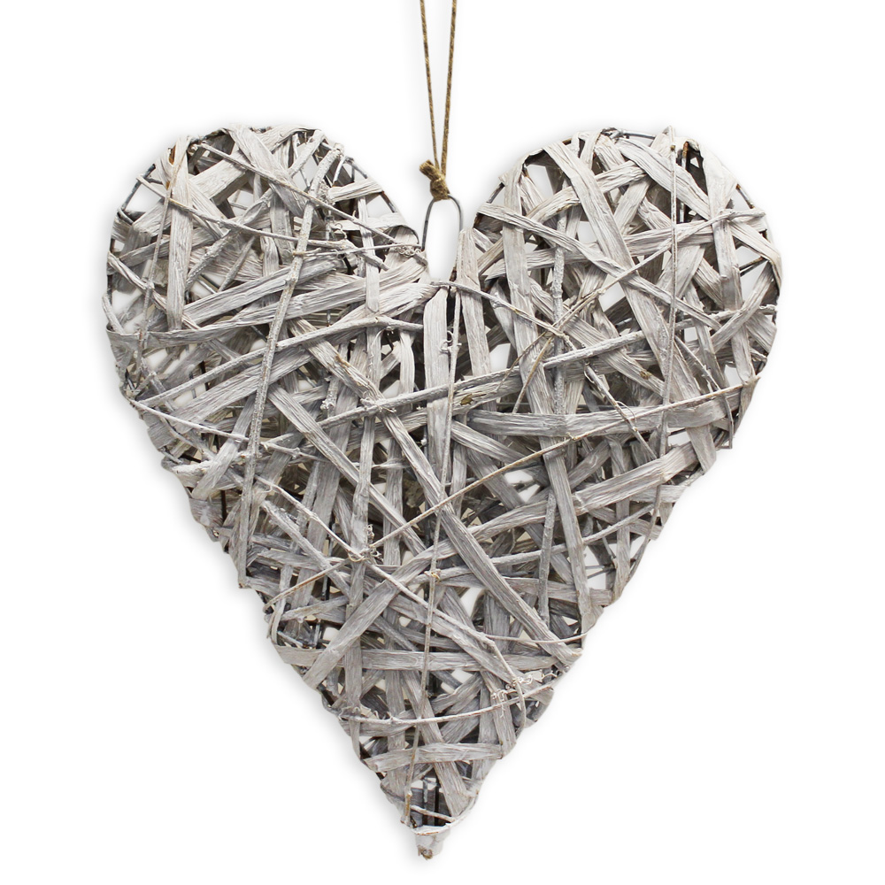 Proutí srdce závěs dl.50x48cm šedé