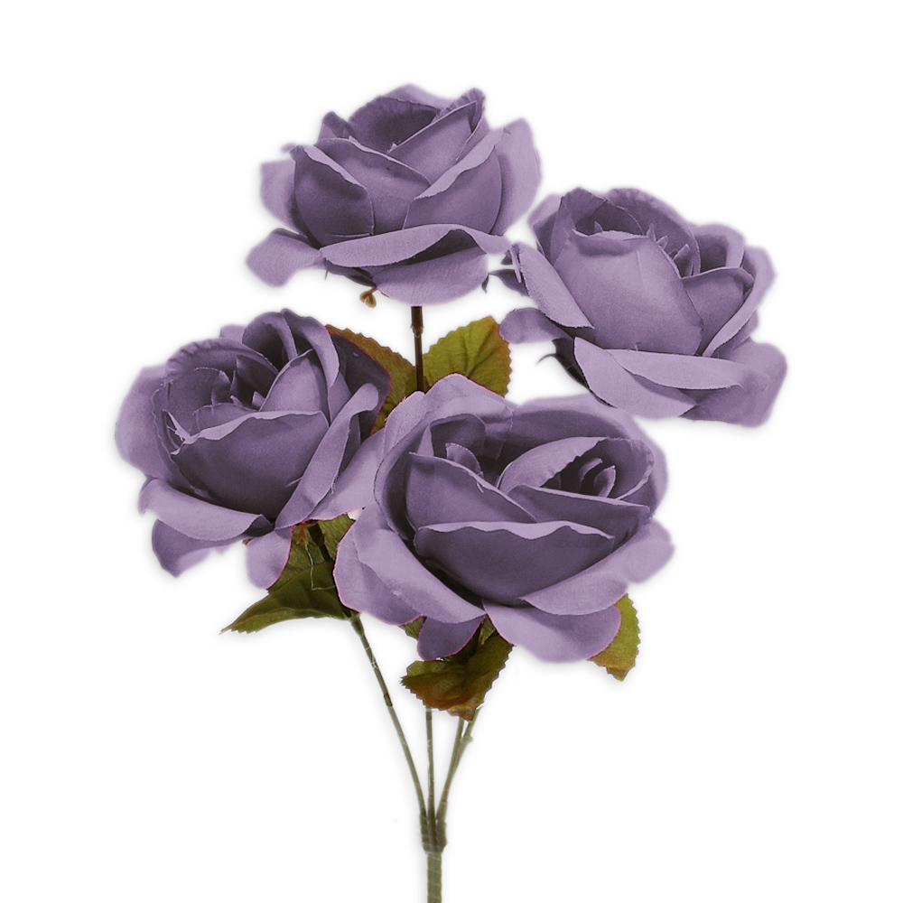 Růže kytice textil x4/33cm světle fialová