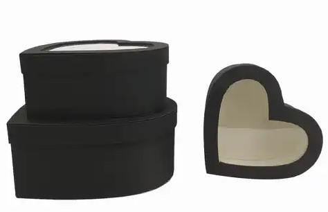 Flower boxy Srdce s okénkem š.30cm černé  S/3