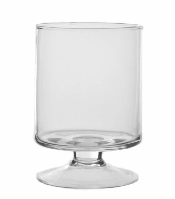 Sklo svícen pohár na noze válcovitý v.25x12x10cm čirý