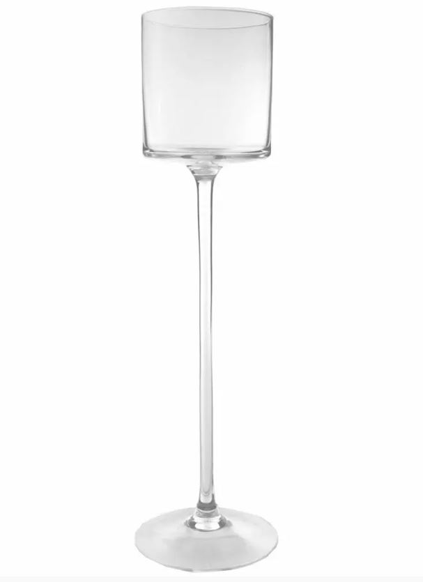 Sklo svícen pohár válec v.50x12x14cm čirý