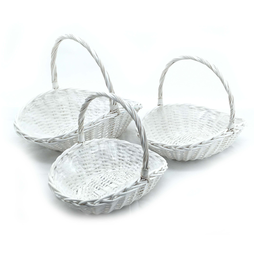 Proutí koše s uchem dl.47-36cm bílé S/3