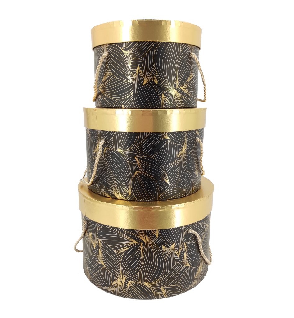 Flower box černý se zlatým krajem pr.27cm S/3