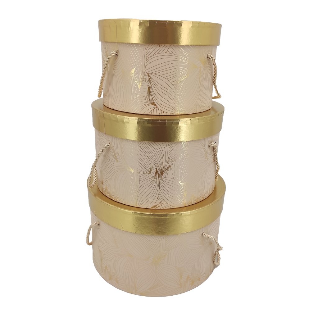 Flower box růžový se zlatým krajem pr.27cm S/3