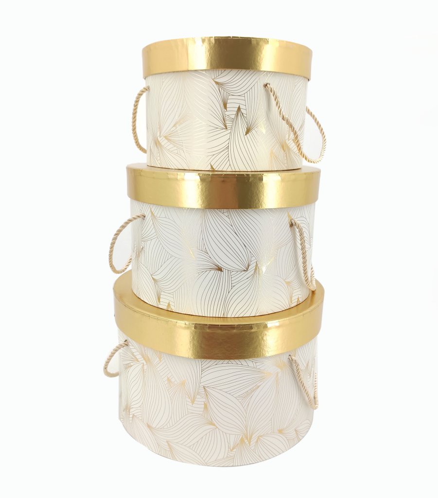 Flower box bílý se zlatým krajem pr.27cm S/3