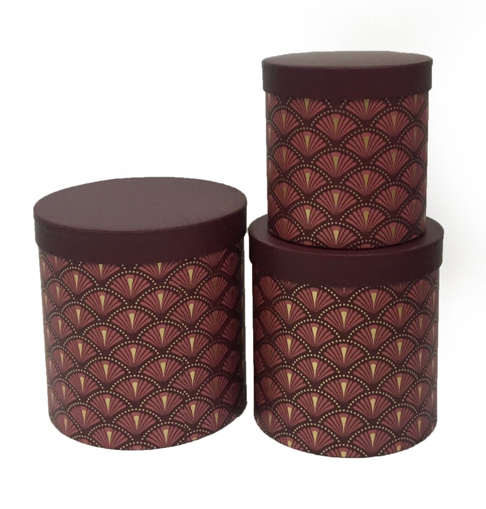 Flower box Art Deco vyšší pr.20cm bordó