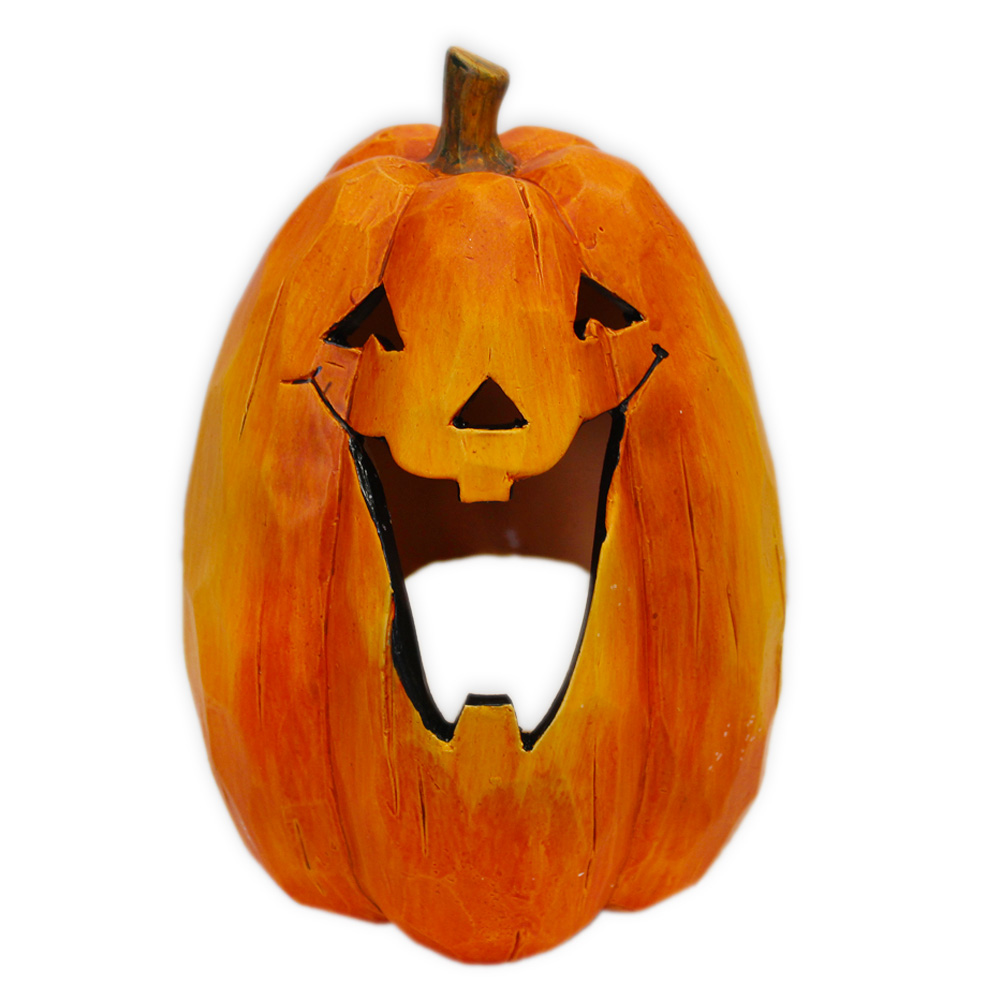 Dýně svícen polyresin v.20x13cm oranžová