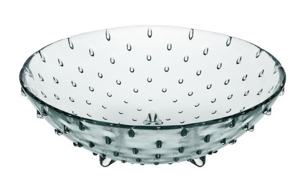 Sklo misa puntíky pr.30x9cm čirá zelená