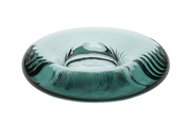 Sklo svícen pr.12x3cm čirá zelená