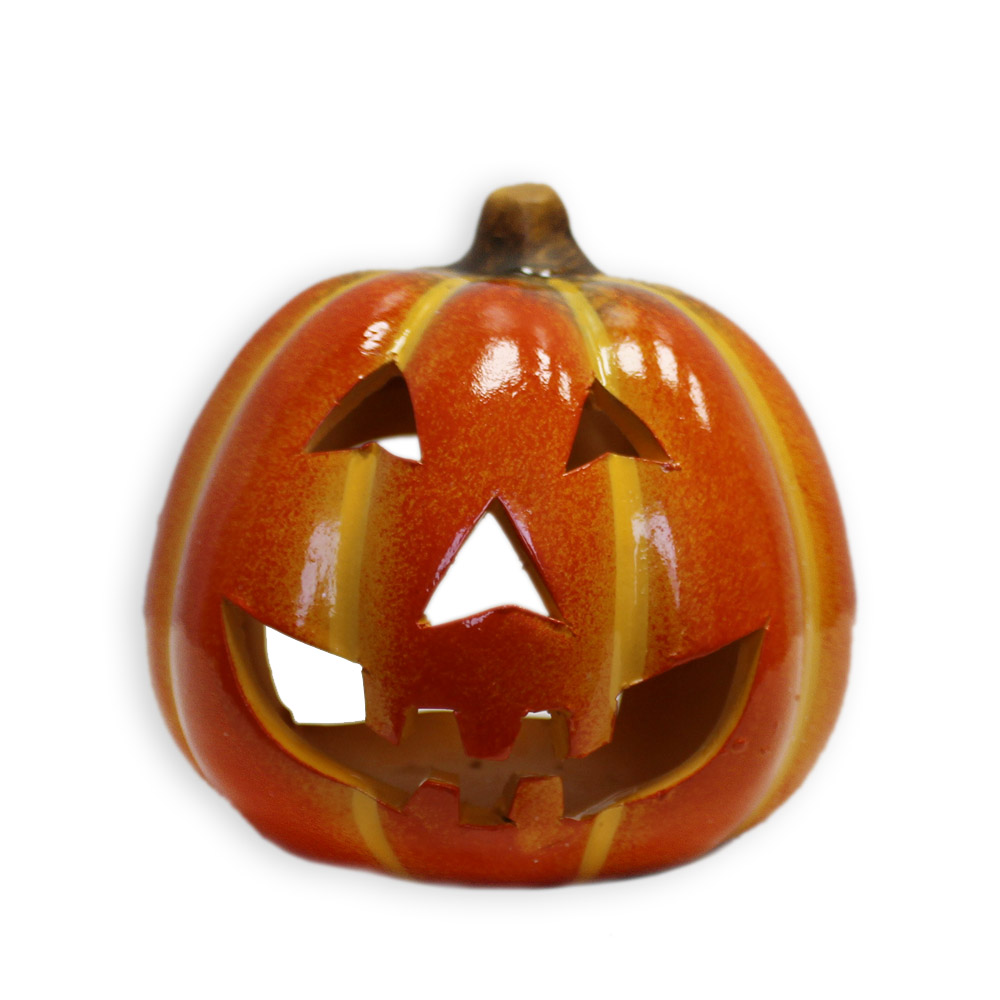 Dýně svícen keramika 12cm oranžová