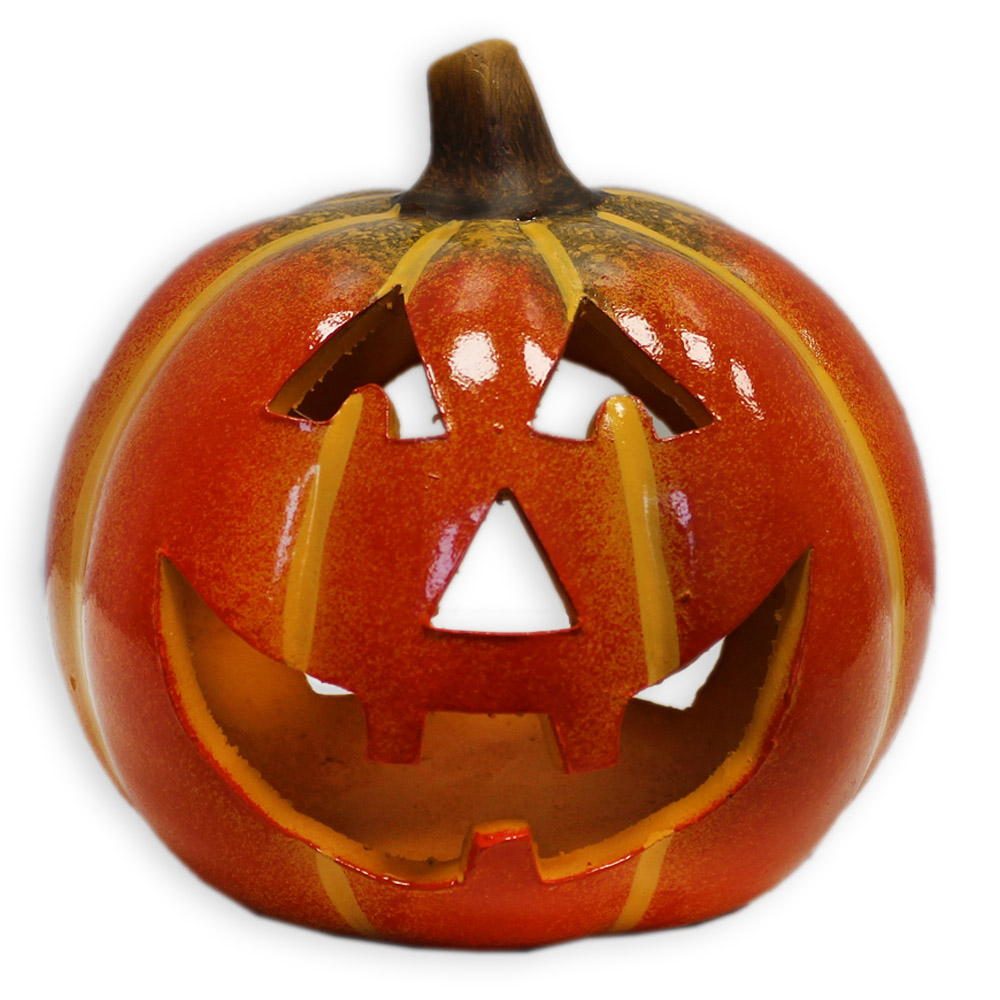 Dýně svícen keramika 16cm oranžová