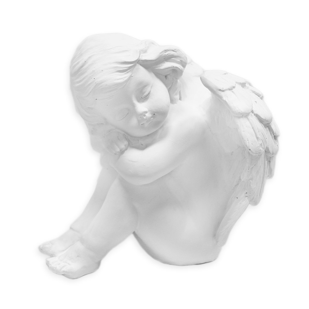 Anděl polyresin pietní v.13,5x12,5cm bílý