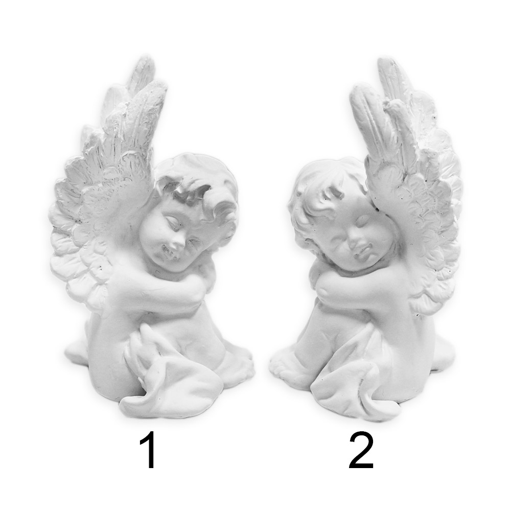 Anděl polyresin pietní v.9x5,5cm bílý mix