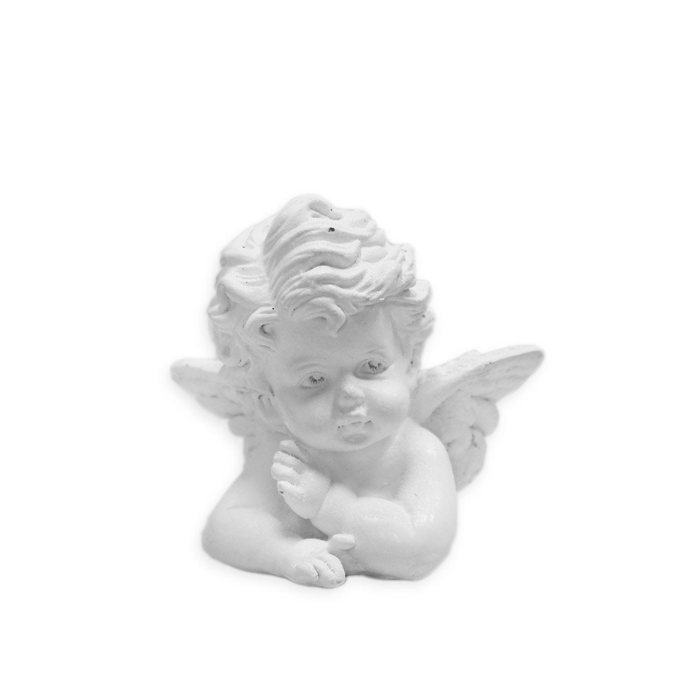 Anděl polyresin pietní v.4,5x4cm bílý