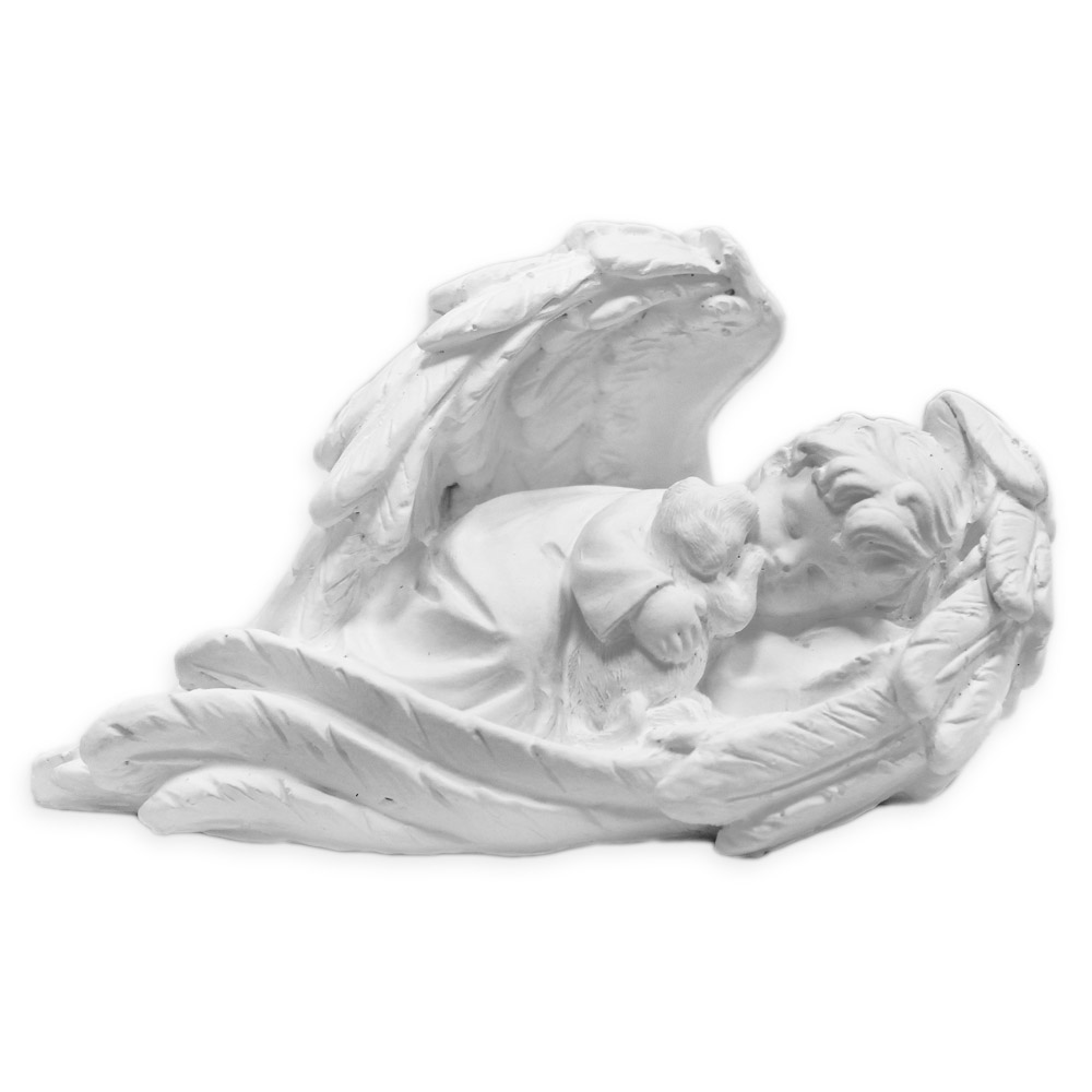 Anděl polyresin pietní š.8x7cm bílý