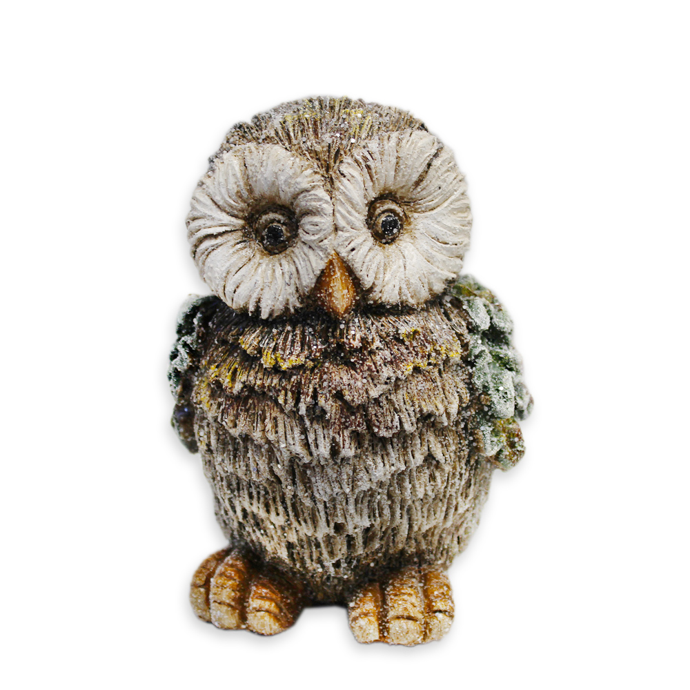 Sova polyresin v.15x10,5cm hnědá