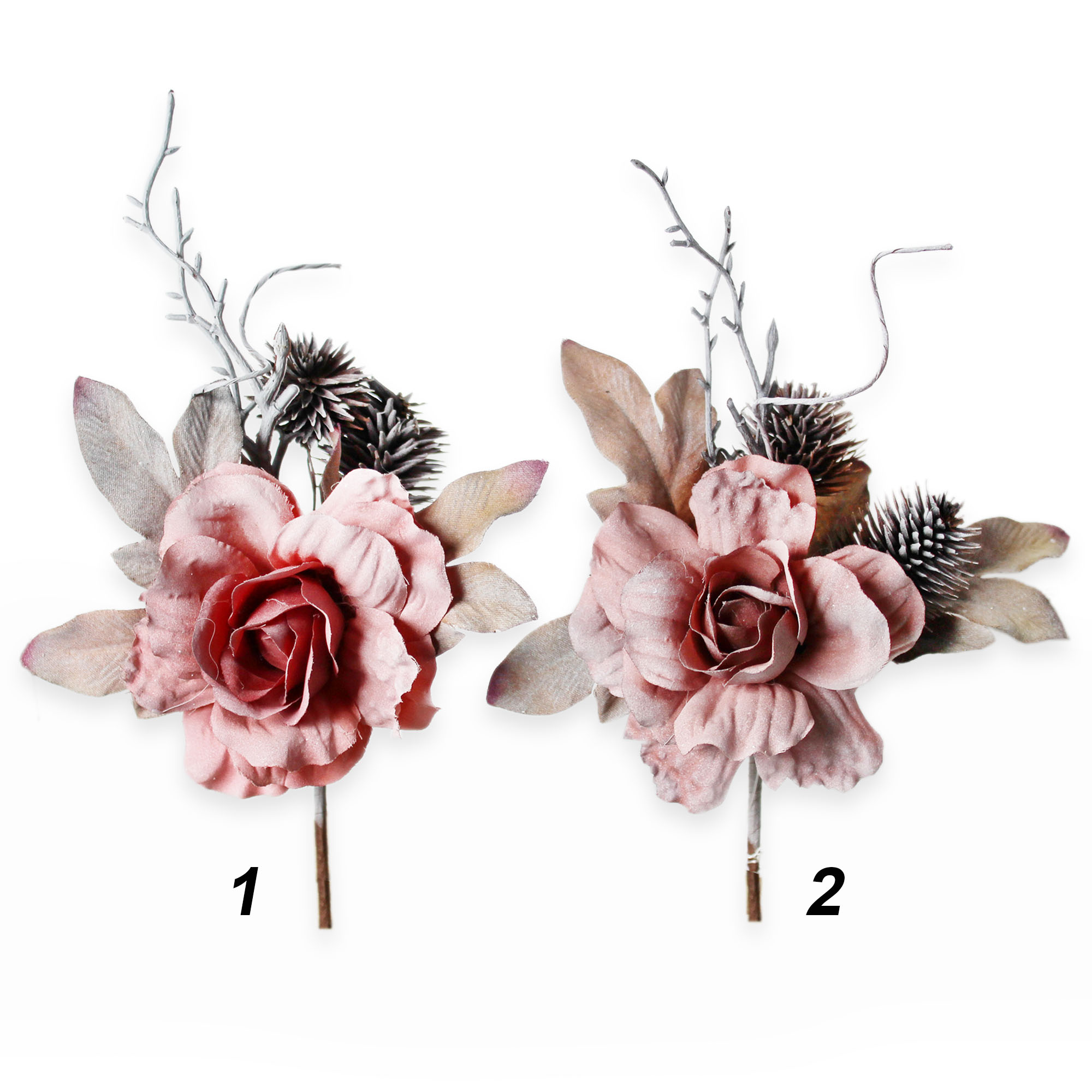 Růže zápich textil v.24cm růžová mix