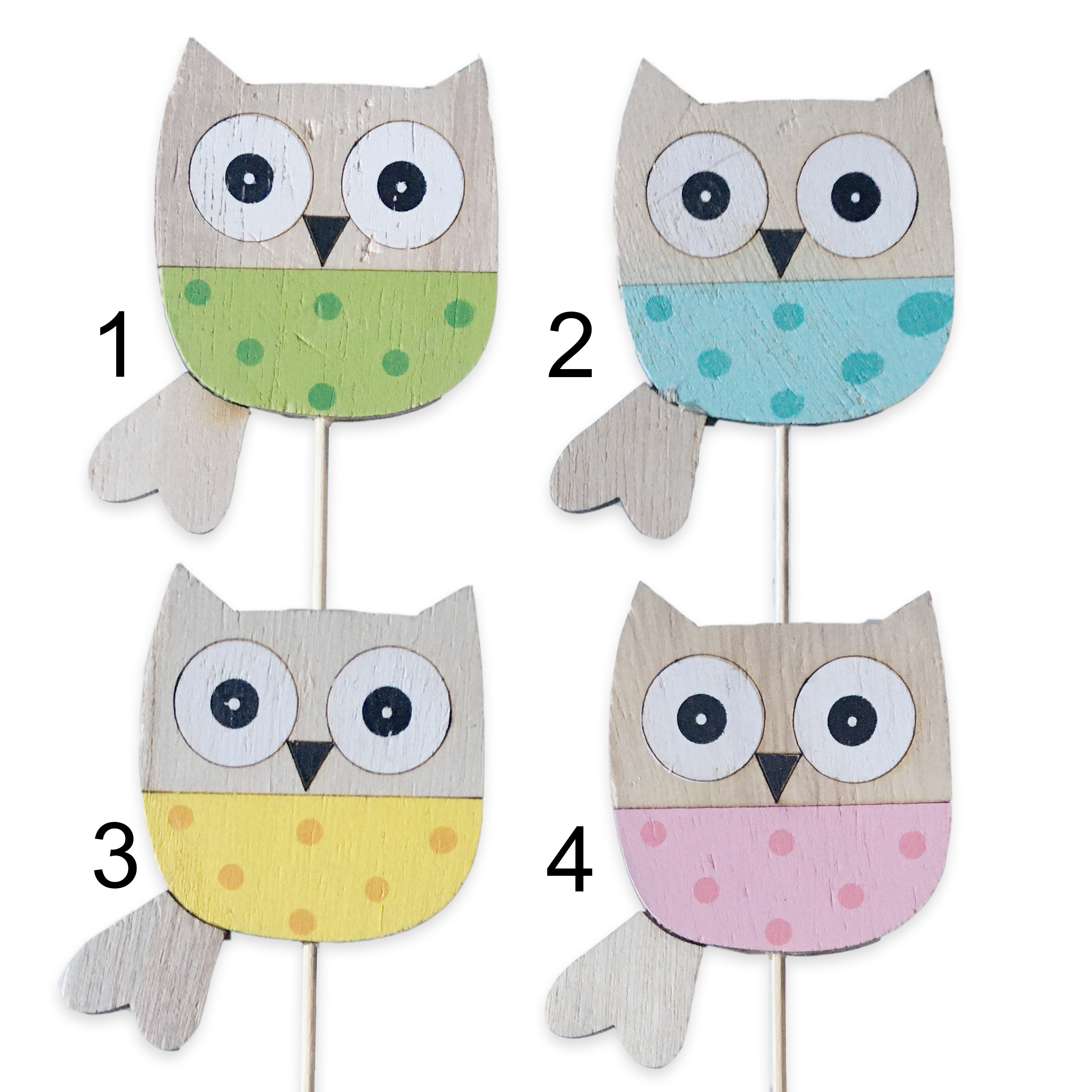 Sova zápich dřevo v.15cm mix