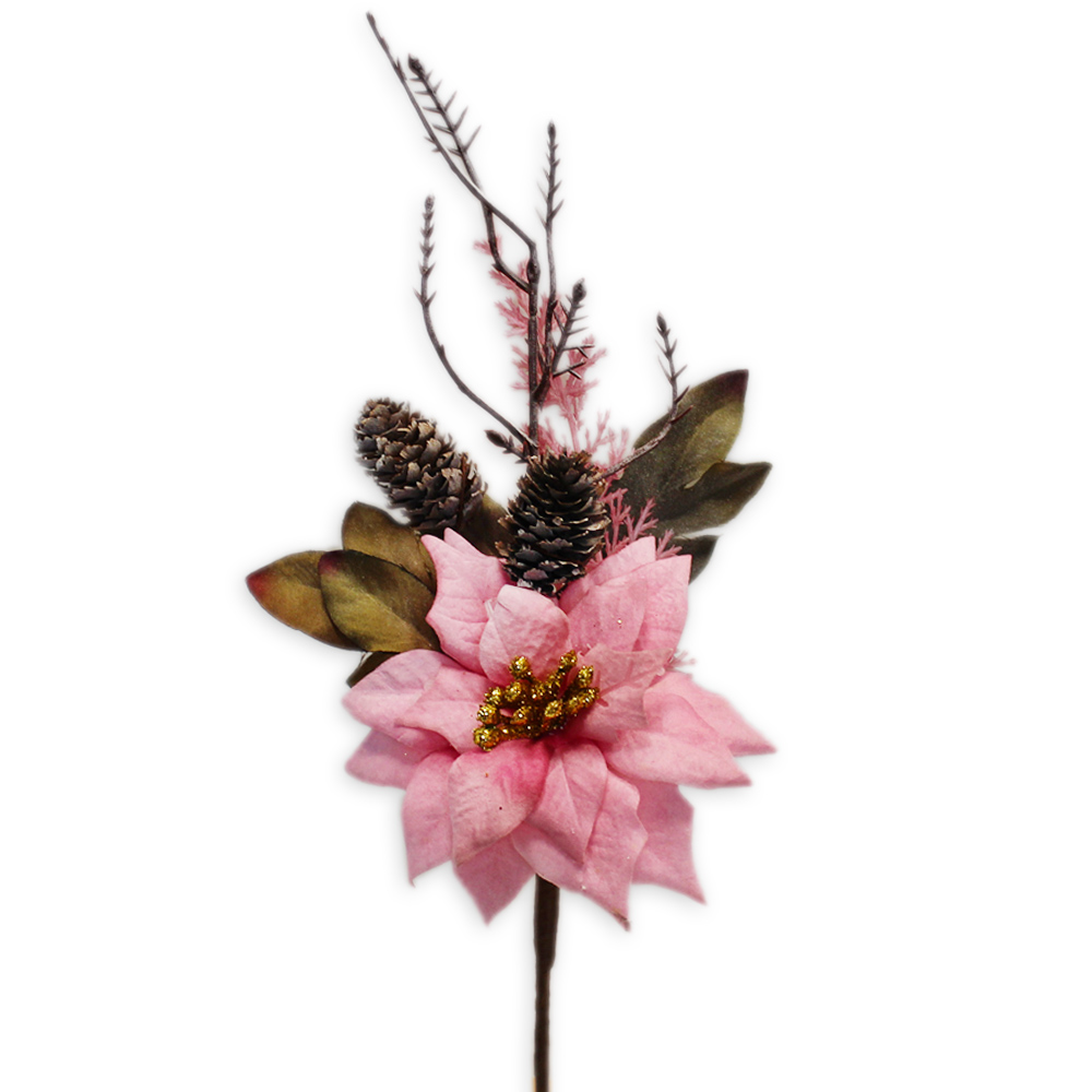 Poinsettia zápich textil 32cm růžová