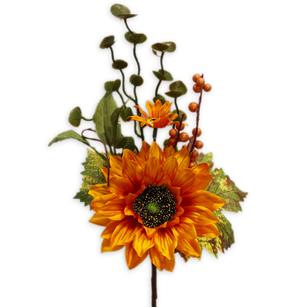 Slunečnice zápich textil v.32cm