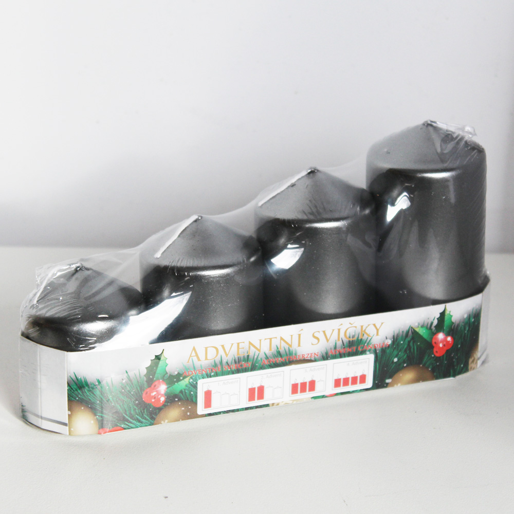 Adventní svíčky postupné pr.50mm šedý lak
