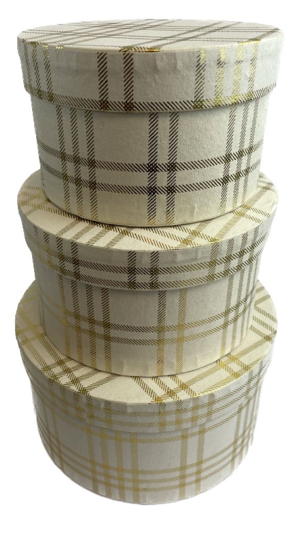 Flower boxy Cream/gold pr.22cm S/3