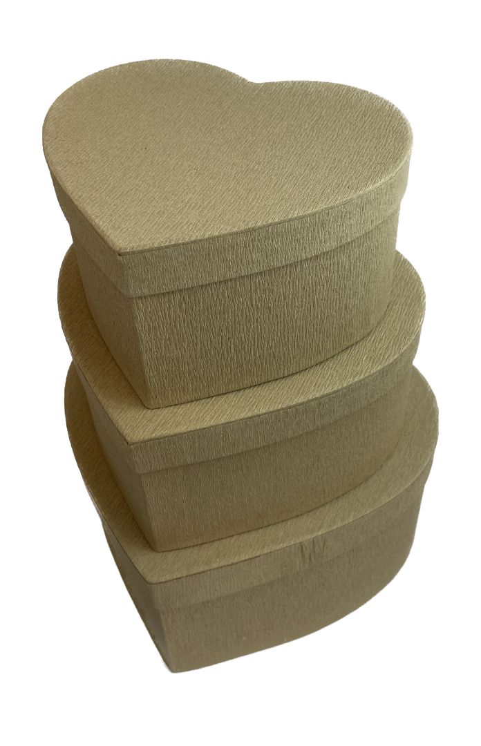 Flower boxy Srdce natur S/3