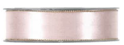 Stuha Satén růžová š.25mm/20m zlatý okraj