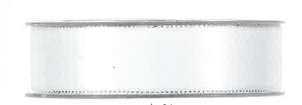 Stuha Satén bílá š.3mm/50m stříbrný okraj