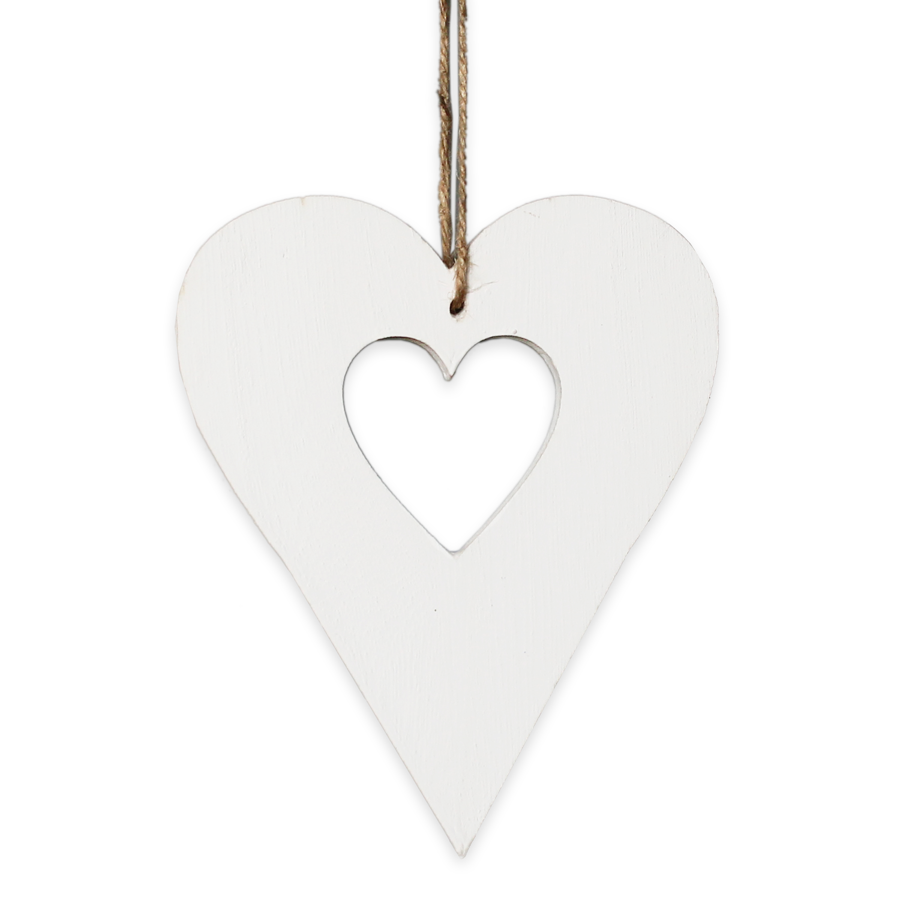 Srdce závěs dřevo v.20cm bílé